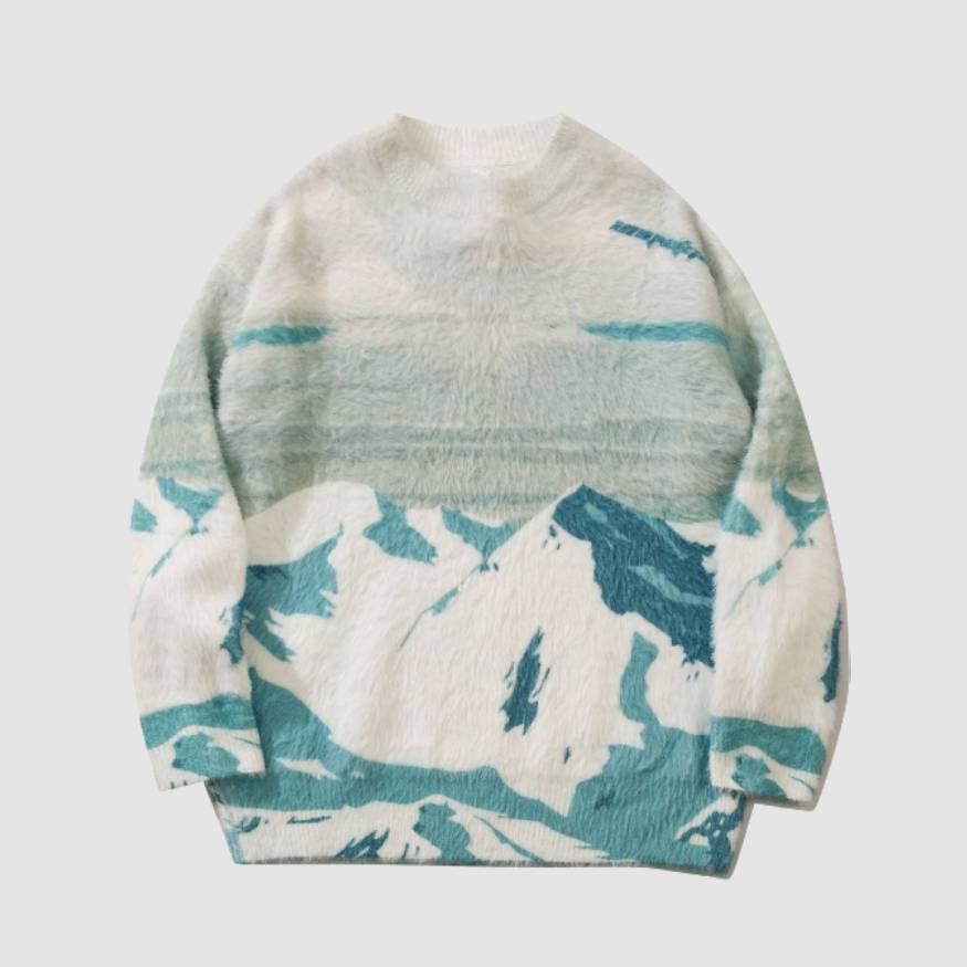 Iceberg Pattern Fuzzy Sweater