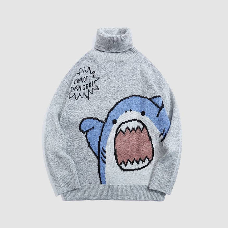 Cute Shark Pattern Turtleneck Sweater