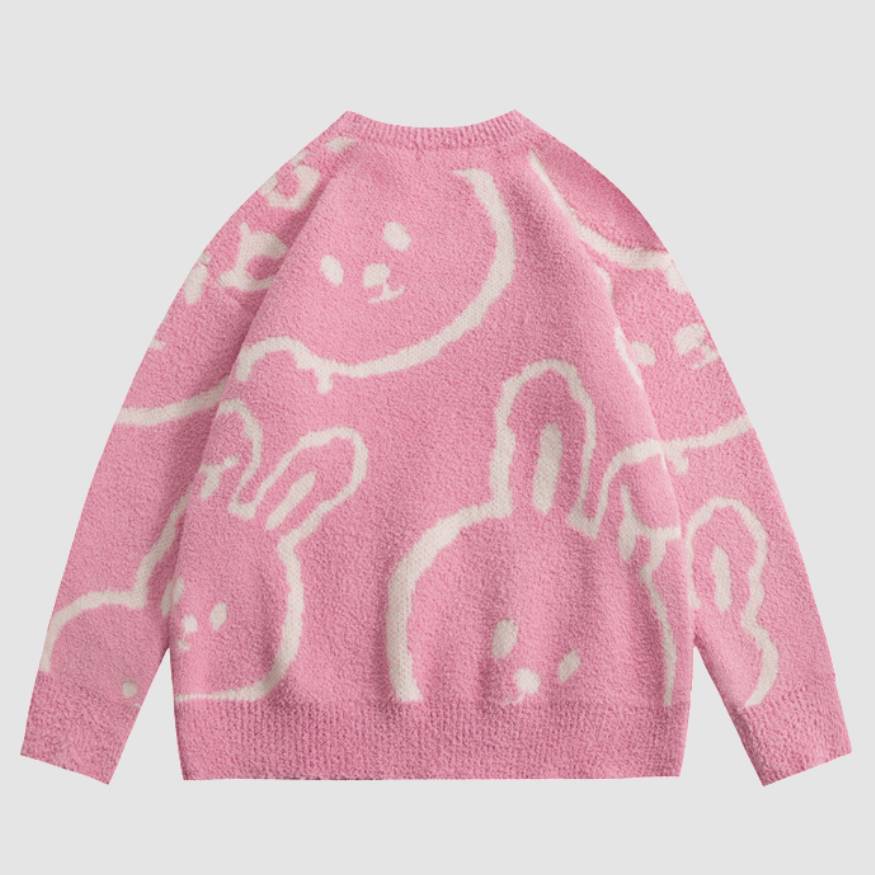 Cute Rabbit Pattern Fuzzy Sweater