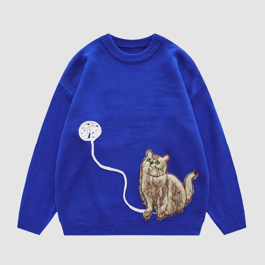 Woolen Yarn Kitten Pattern Sweater