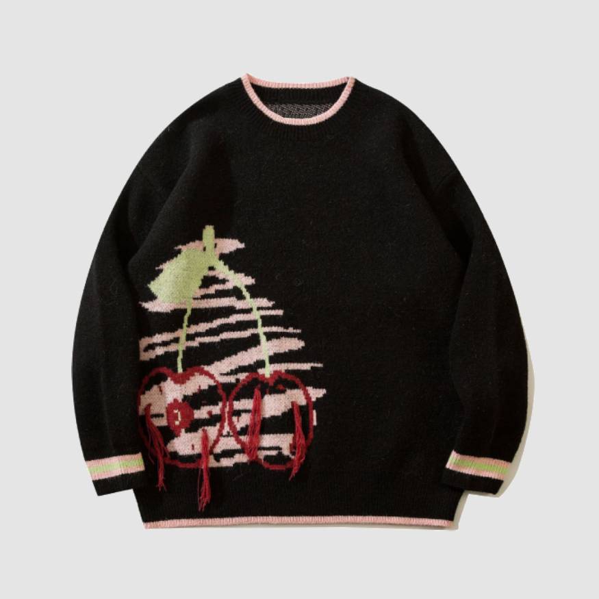 Stylish Cherry Pattern Sweater