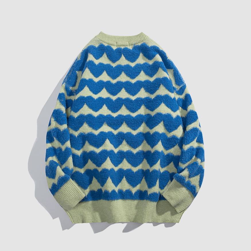 Heart Striped Pattern Sweater