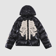 Skull Pattern Hooded Zipper Coat