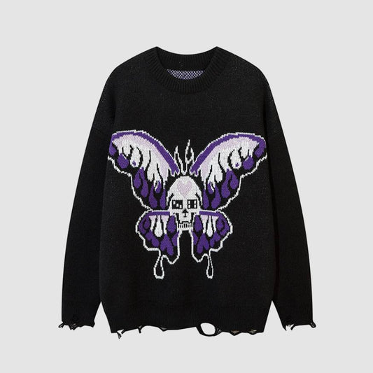 Butterfly Skull Pattern Sweater