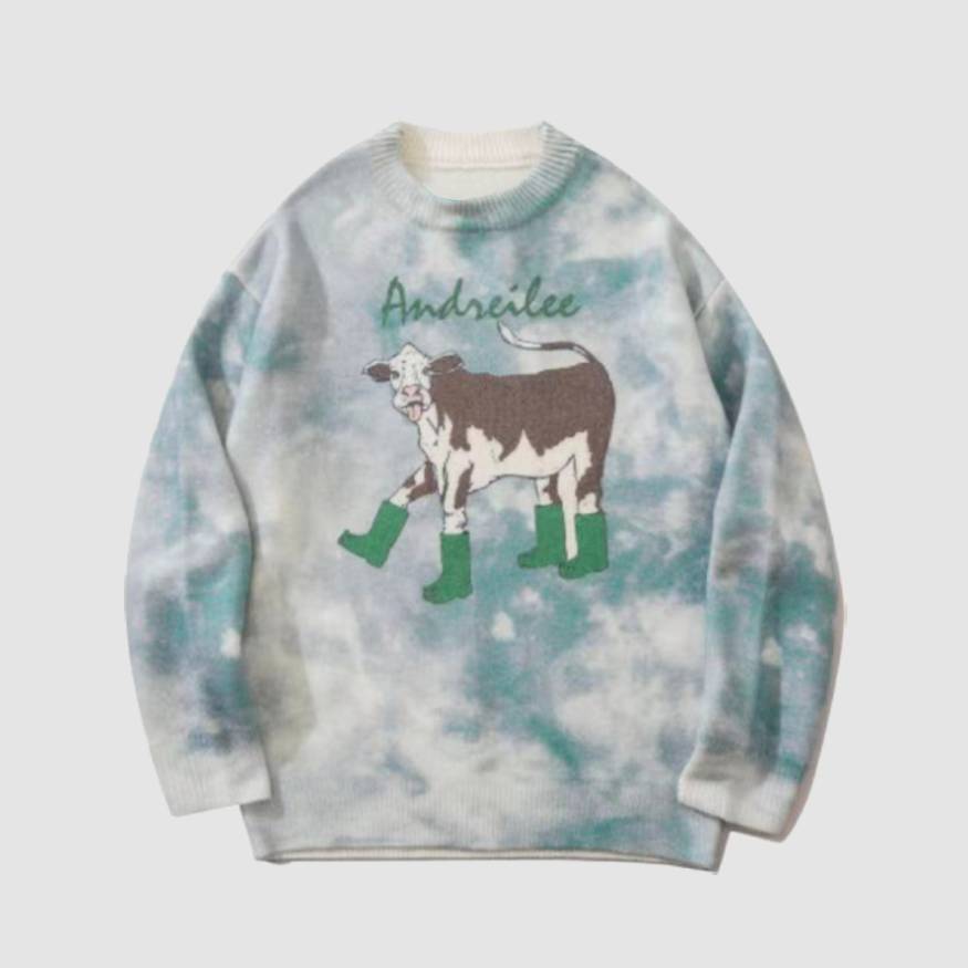 Boots Cow Pattern Sweater