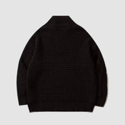 Label Textured Turtleneck Knit Sweater