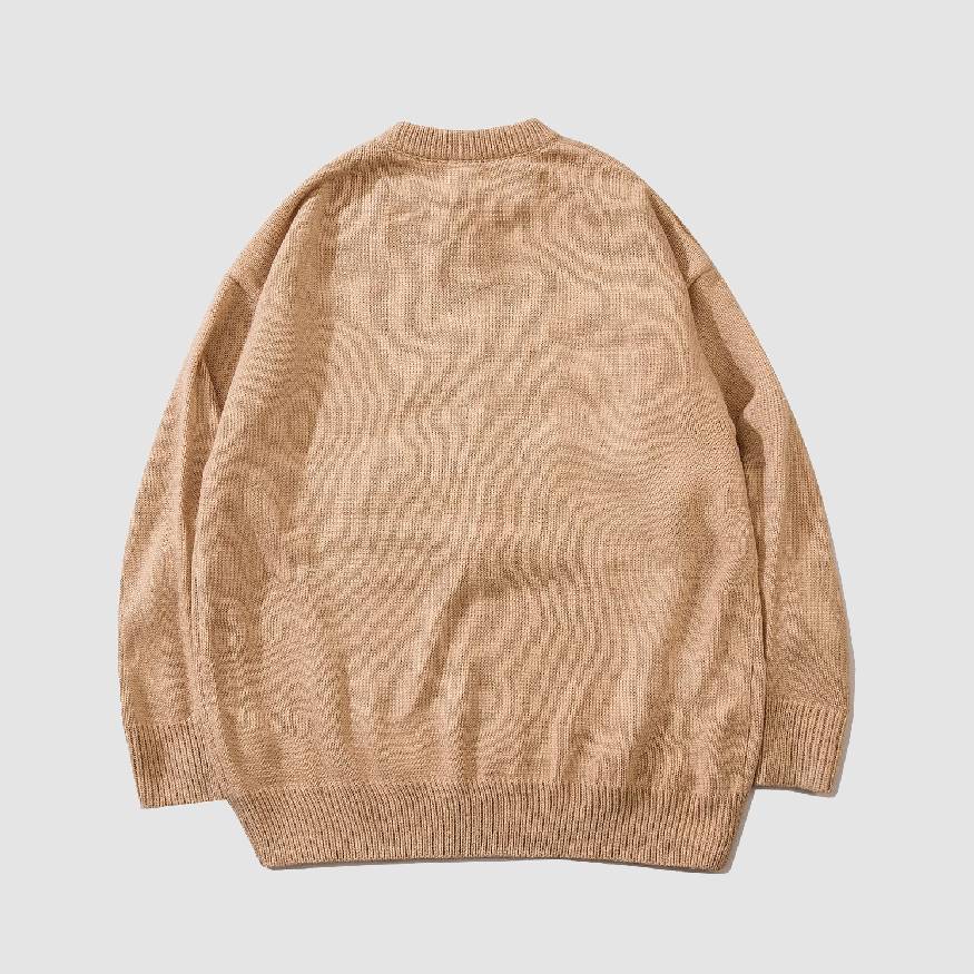 Question Bear Embroidered Sweater