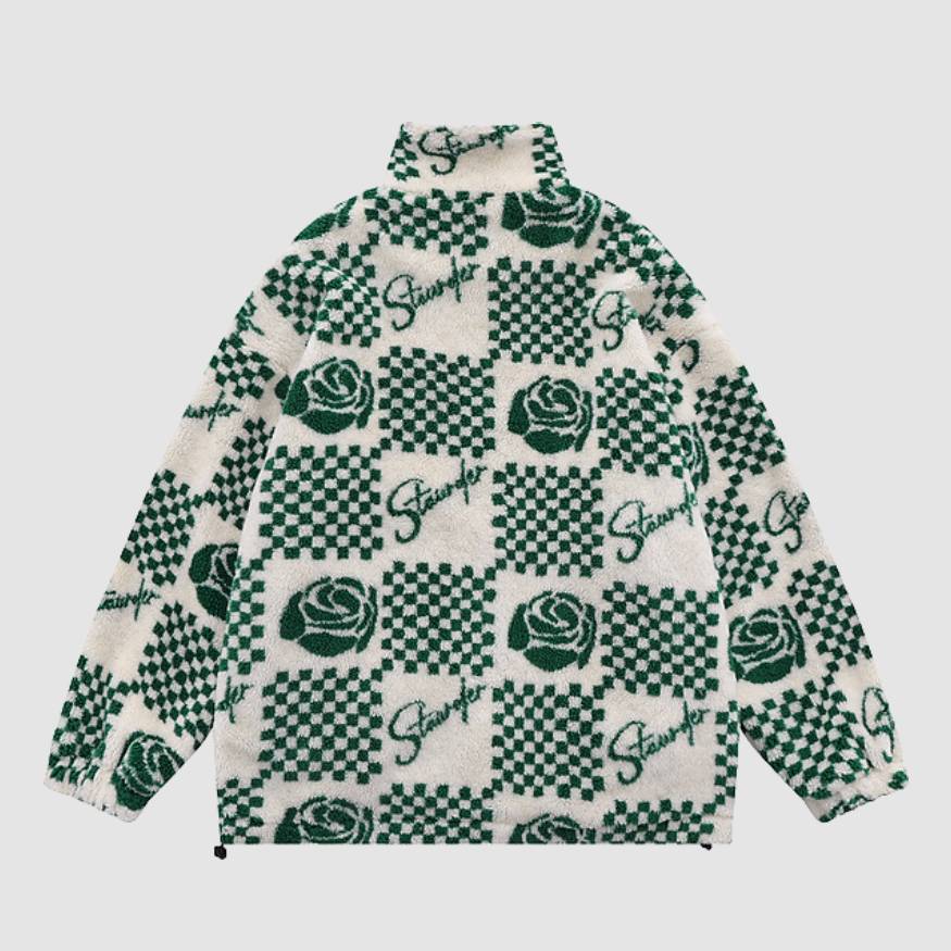 Rose Checkerboard Pattern Coat