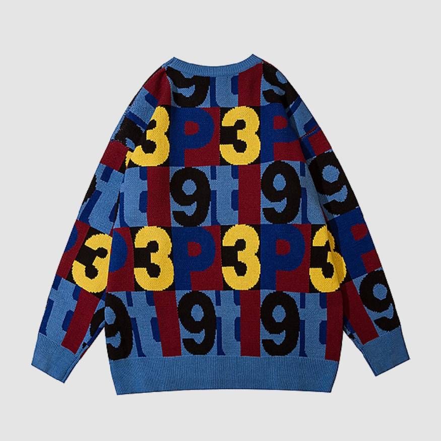 Funny Number Pattern Sweater