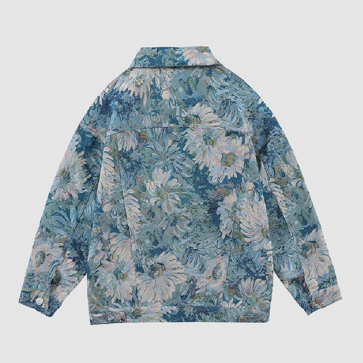 Vintage Floral Jacquard Denim Jacket