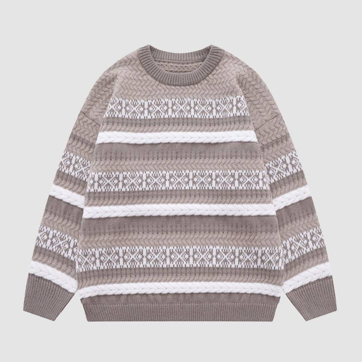 Vintage Textured Striped Sweater