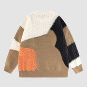 Color Block Stitching Mixed Knit Sweater