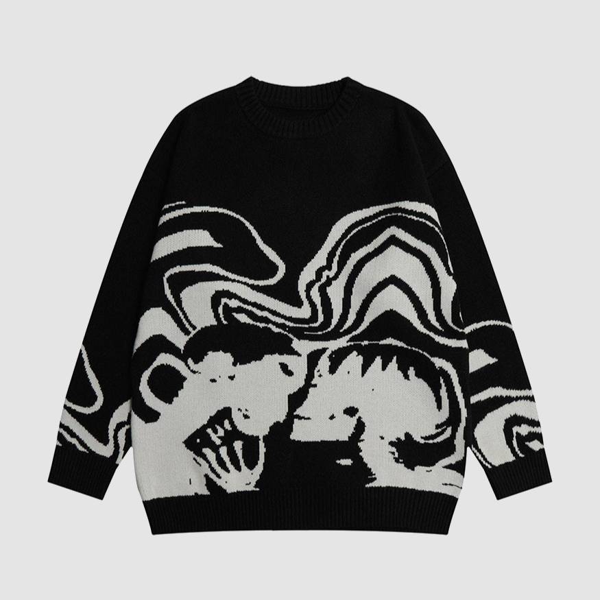 Abstract Portrait Pattern Sweater