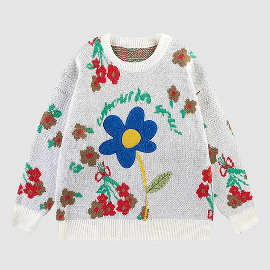 Bouquet Pattern Knit Sweater