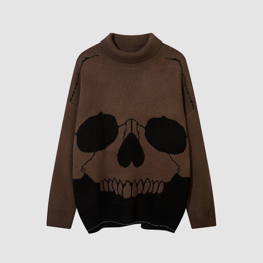 Horrible Skull Print Turtleneck Sweater