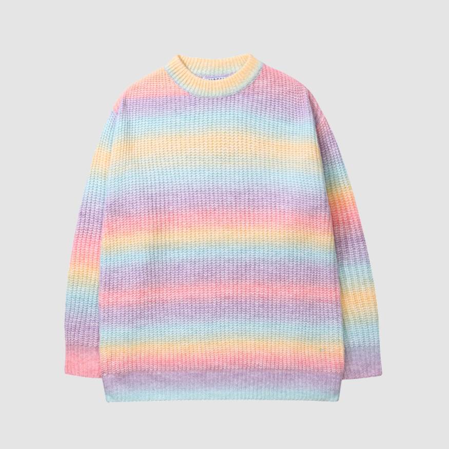 Cute Color Gradient Striped Sweater