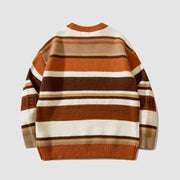Vintage Star Print Striped Sweater