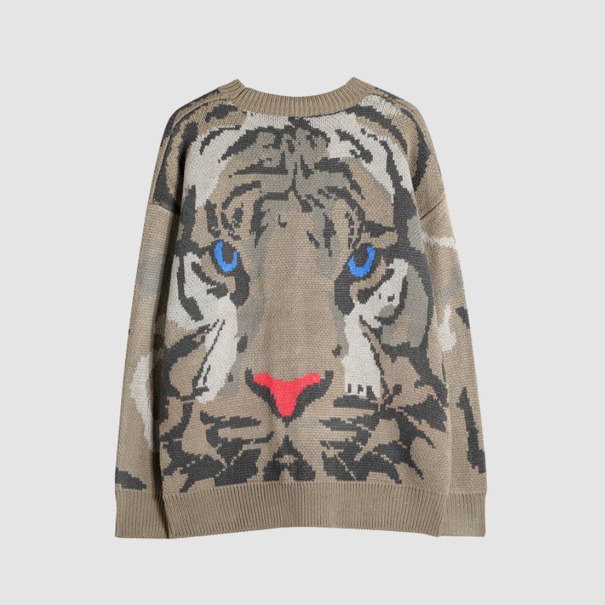 Tiger Pattern Knit Sweater