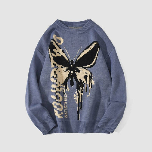 Butterfly Letters Graffiti Print Sweater