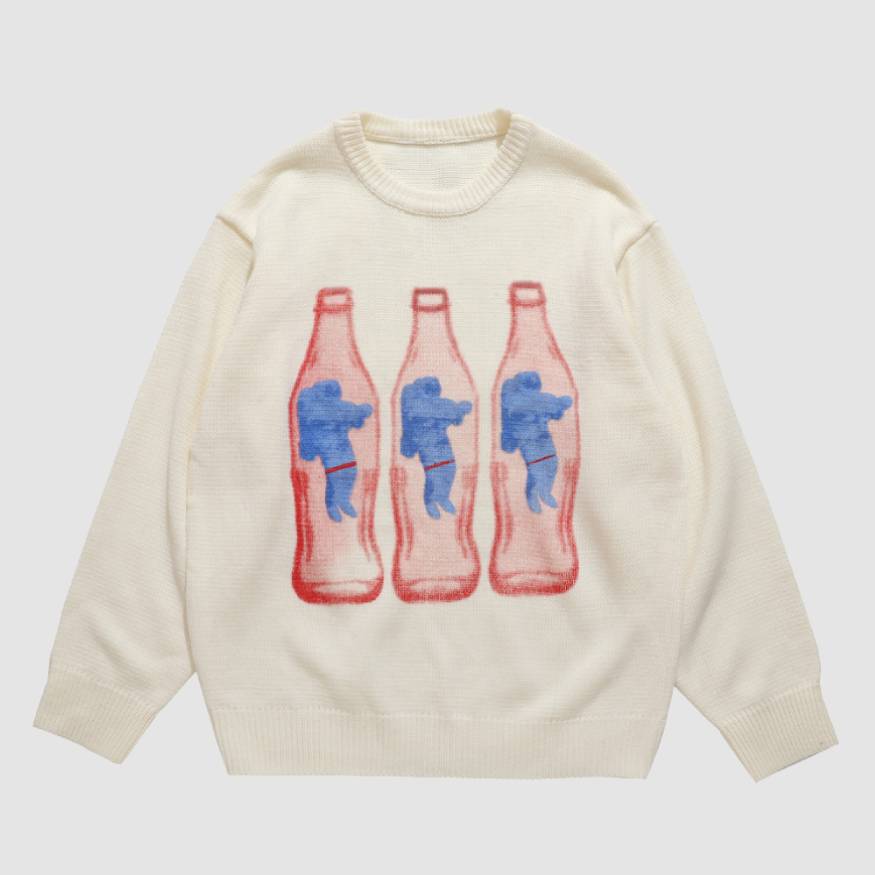 Bottle Astronaut Pattern Sweater