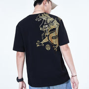 Golden Dragon Foil Printing T-shirt MugenSoul Streetwear Brands Streetwear Clothing  Techwear