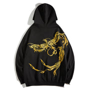 Golden Phoenix Embroidered Hoodie MugenSoul Streetwear Brands Streetwear Clothing  Techwear