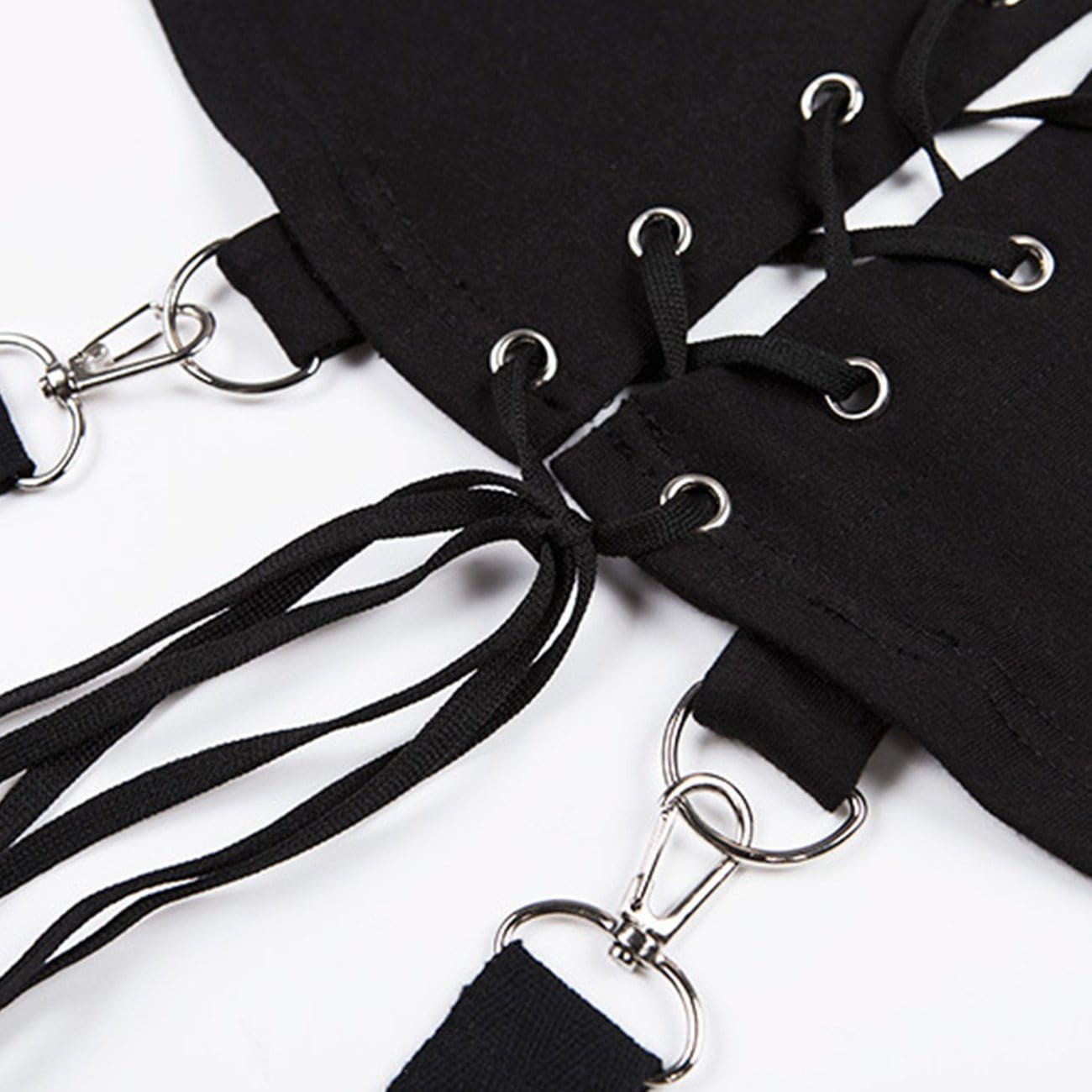 Dark Buttonhole Straps Cropped Hoodie