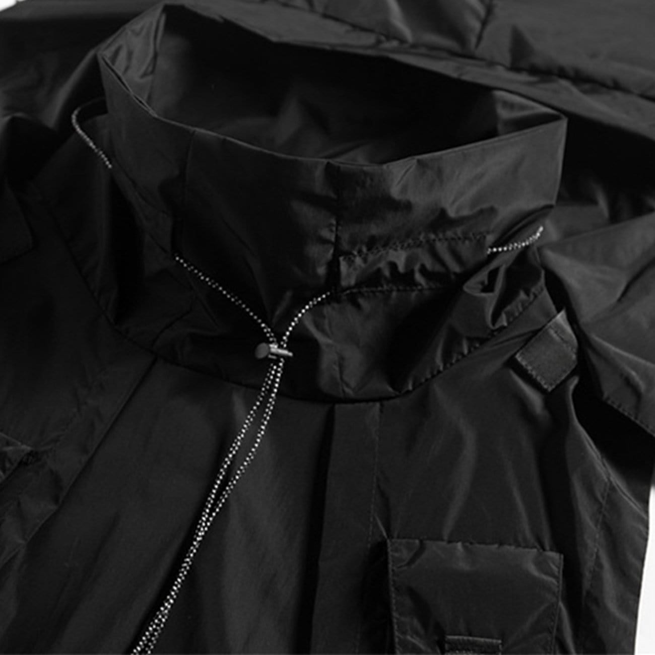 Dark Combat Multi Pockets Hooded Vest Jacket