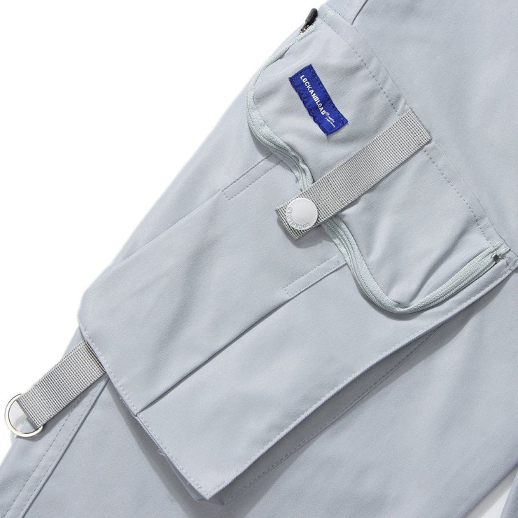 Zipper Pocket Decorative Belt Pants