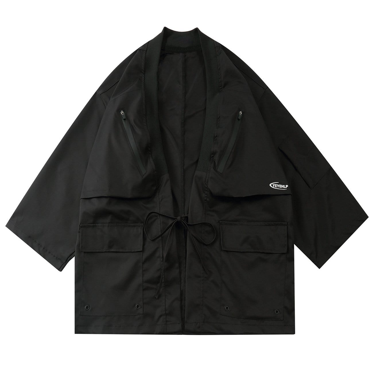 Dark Functional Half Sleeve Multi-pocket Cardigan Jacket