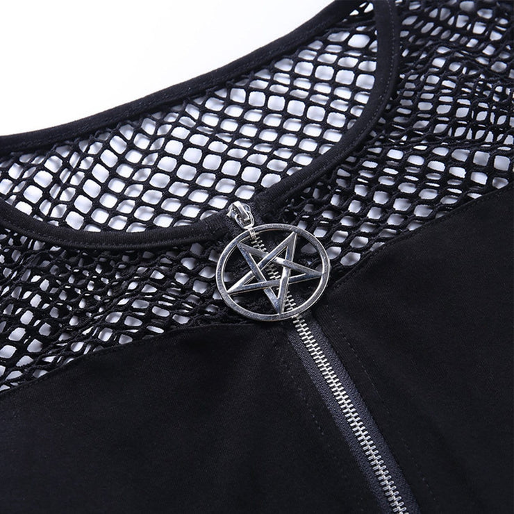Gothic Stitching Zipper Cardigan Long Sleeve T-Shirt