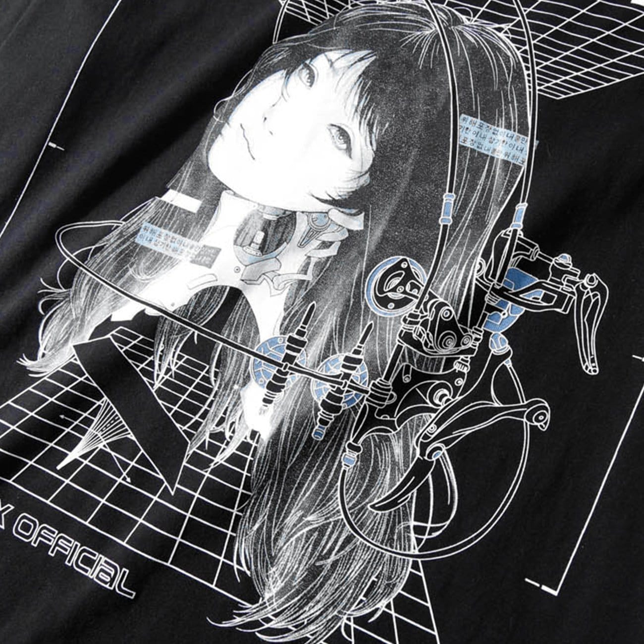 Punk Mechanical Girl Print Cotton T-Shirt