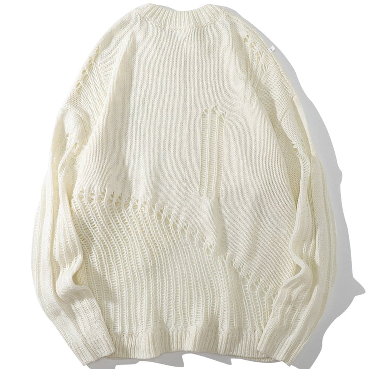Ripped Hole Knitted Sweater