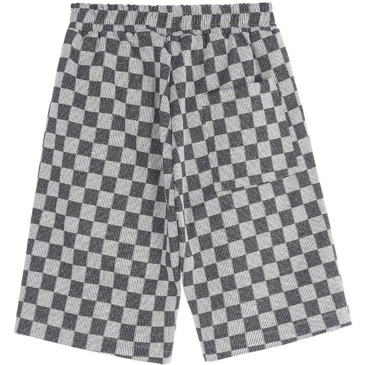 Checkerboard Embroidery Letters Shorts