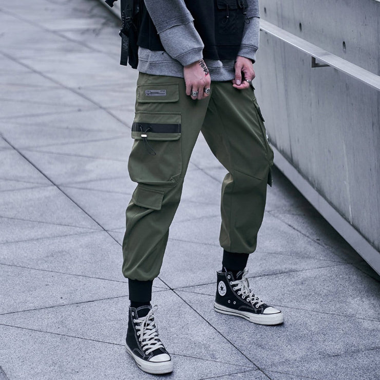 Techwear Big Zipper Pockets Print Thick Fleece Cargo Pants