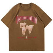 Comic Lamb Print T-Shirt