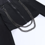Techwear Chain Turtleneck Zip Up Long Sleeve T-Shirt