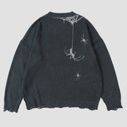 Dark Spider Creation Ripped Hole Knitted Sweater