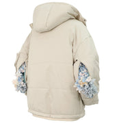 Hidden Flowers Zipper Winter Coat