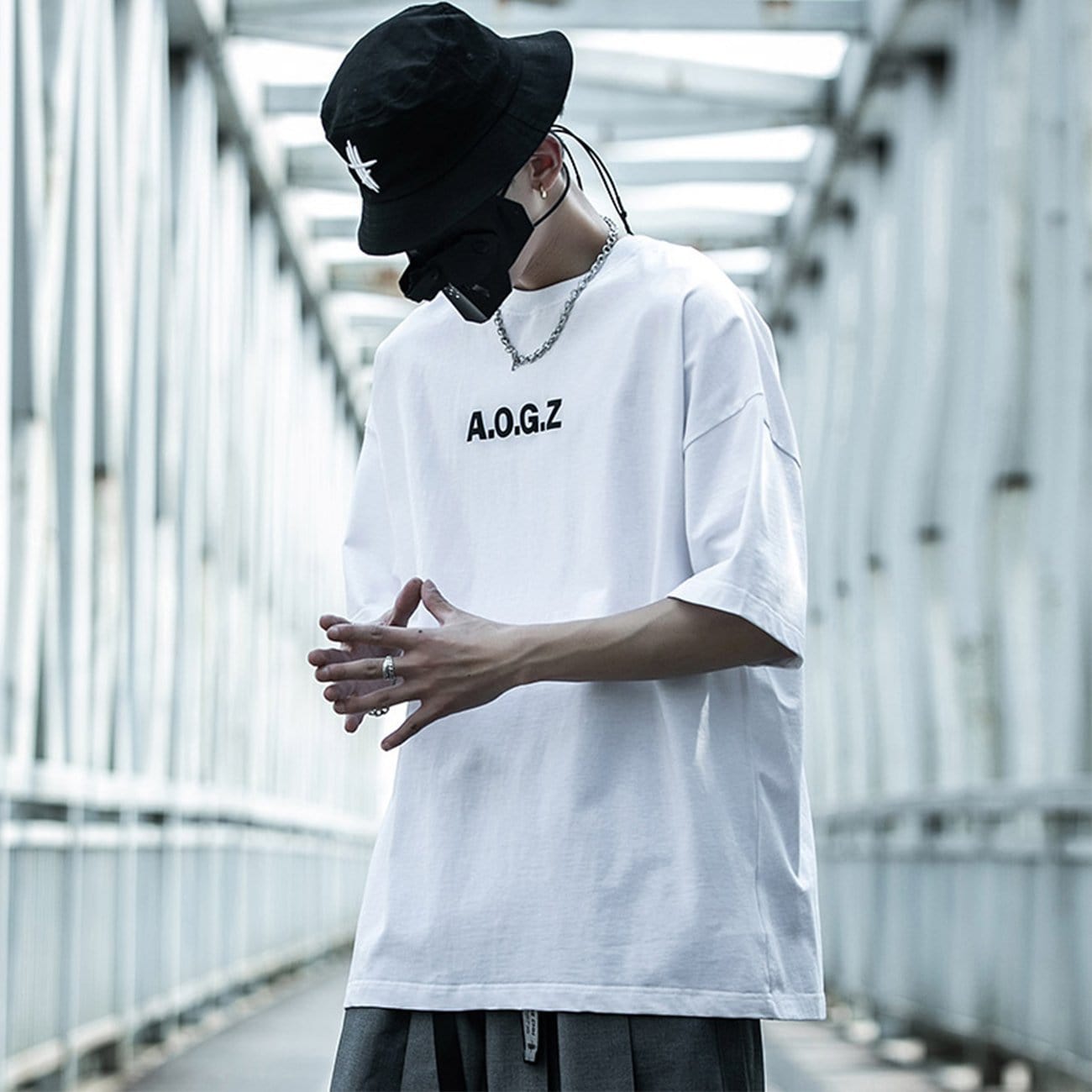 Function Reflective Letter Print T-Shirt