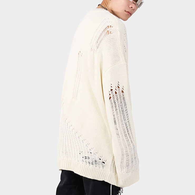 Ripped Hole Knitted Sweater