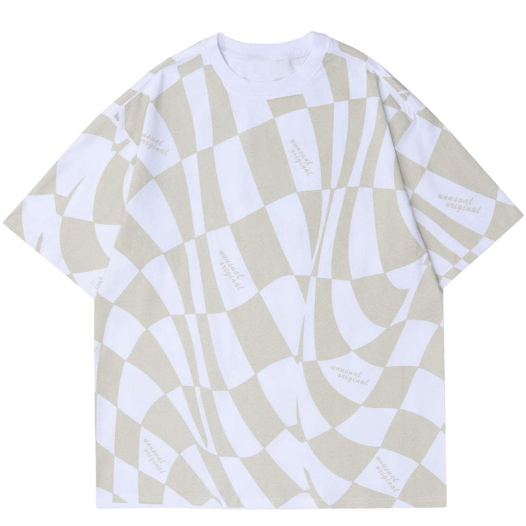 Distorted Checkerboard Print T-Shirt