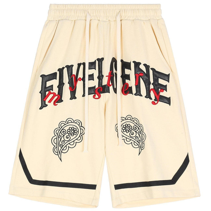 Embroidered Bandana Letter Patch Shorts