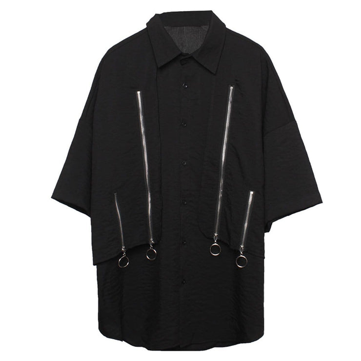 Dark Personalized Zipper Patchwork Shirt