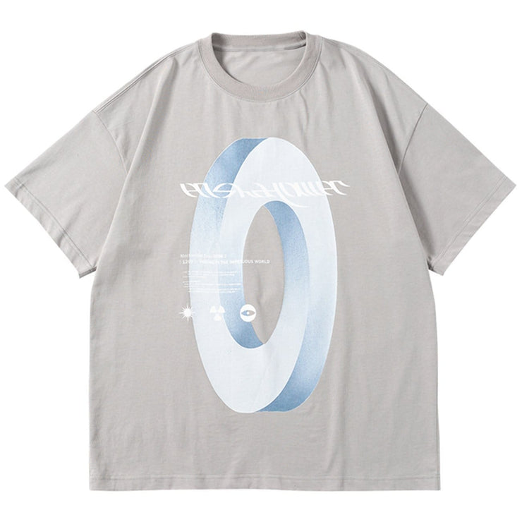 Four-Dimensional Loop Print Cotton T-Shirt