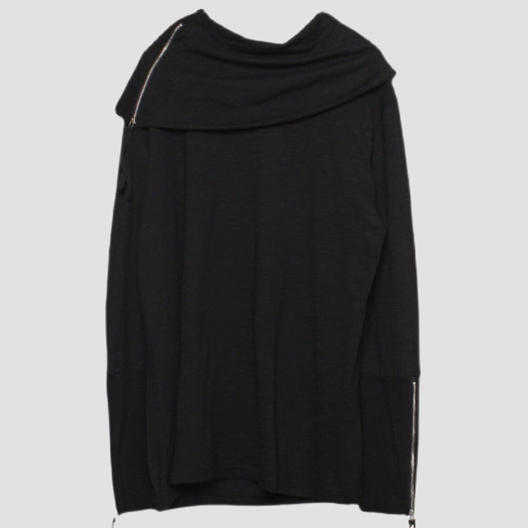 Dark Irregular Turtleneck Zipper Sweatshirt