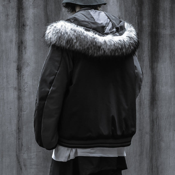 Detachable Fur Collar Hat Winter Coat