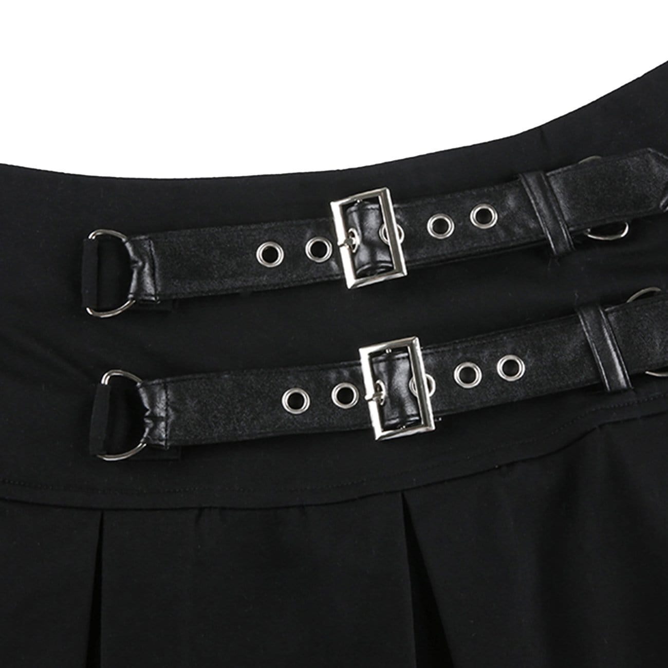 Dark Babes High-Waisted Leather Pleated Skirt