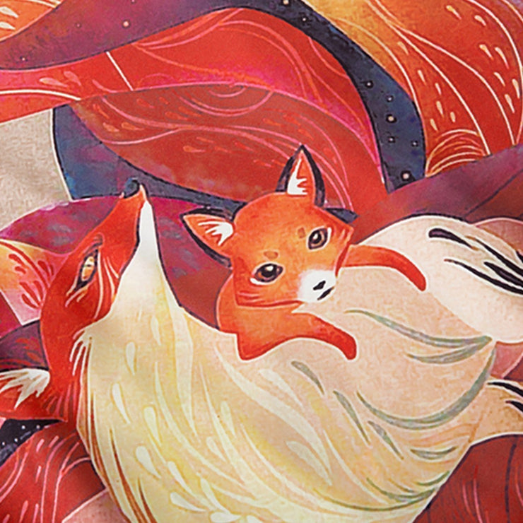 Nine Tailed Fox Print Kimono