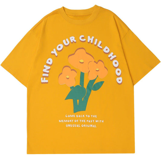 Letter Flower Print T-Shirt